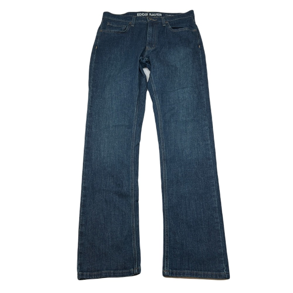 Eddie Bauer Straight Fit Jeans Mens 32x33 (Tag‎ 32x34) Blue Dark Wash Denim